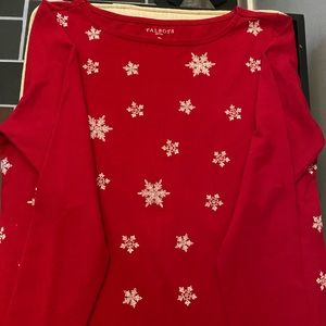 Talbots ladies red snowflake top